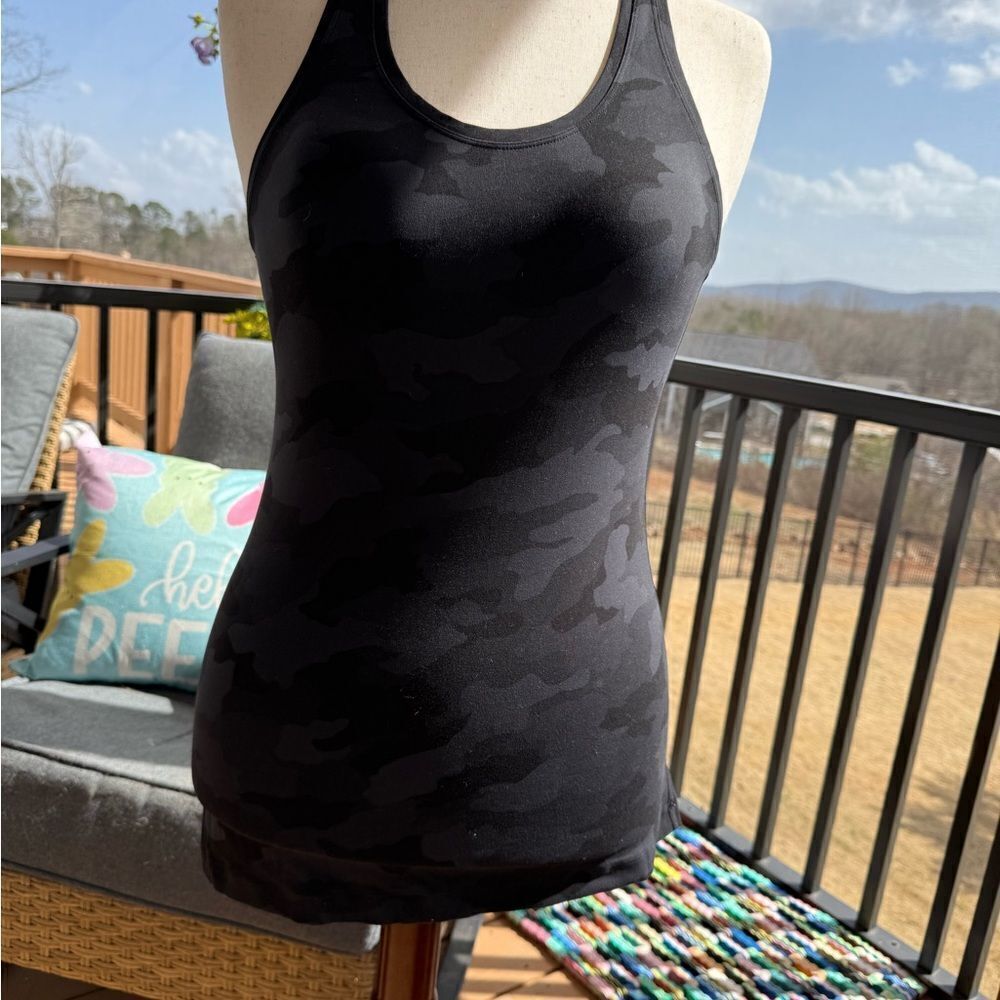 Lululemon Cool Racer Back Black Camouflage Women's Tank Top